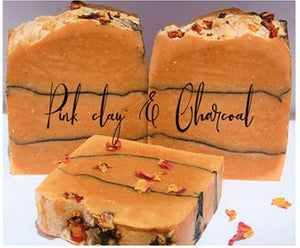 all-natural soaps pink clay & charcoal-orange scent